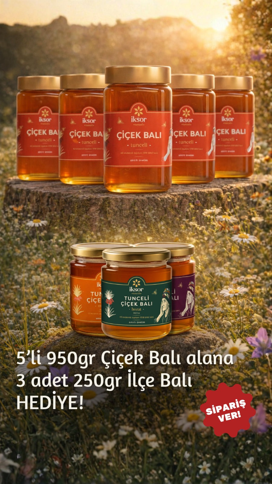 Tunceli Çiçek Balı - 950 gr 5'li Set
