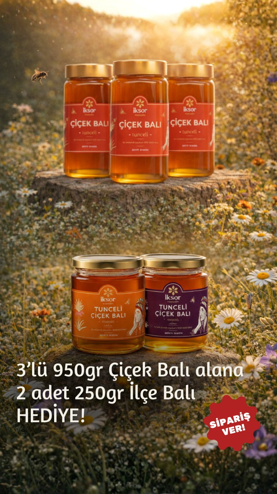 Tunceli Çiçek Balı - 950 gr 3'lü Set