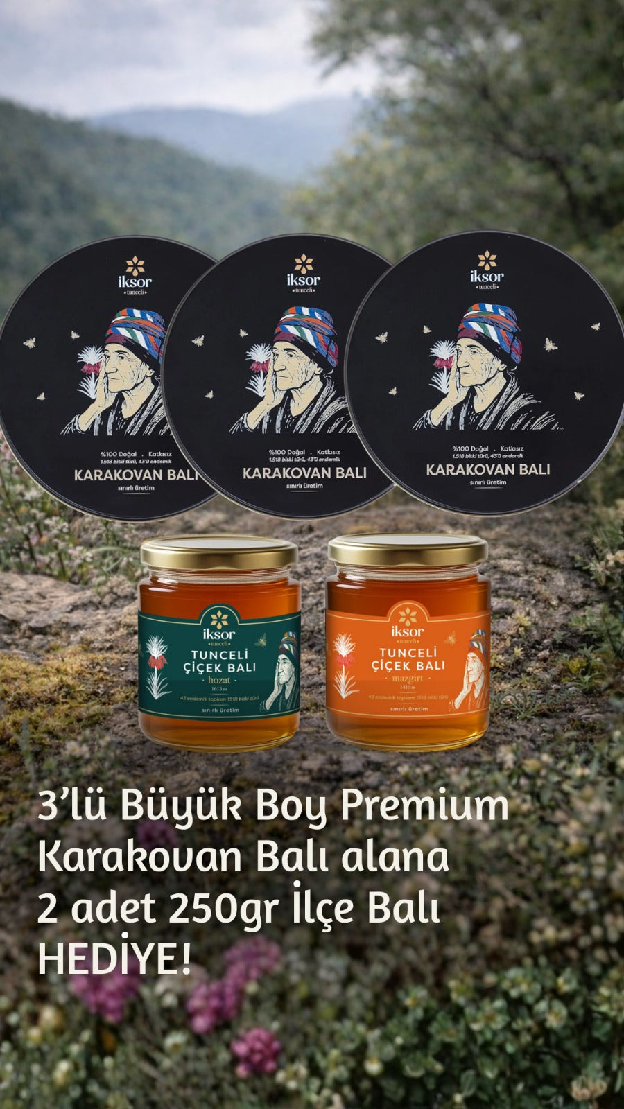 Tunceli Premium Karakovan Balı 3'lü Set (3500gr)